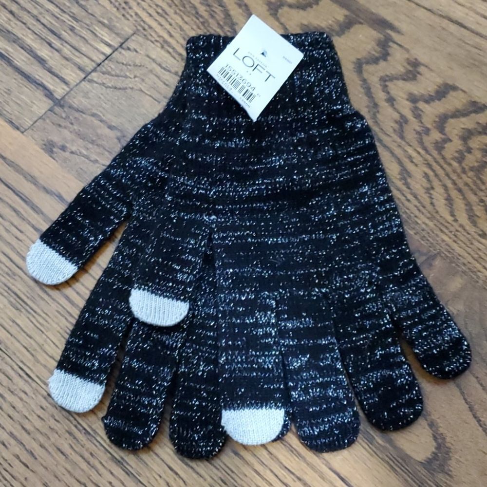 NWT Ann Taylor Loft Metallic & Black gloves